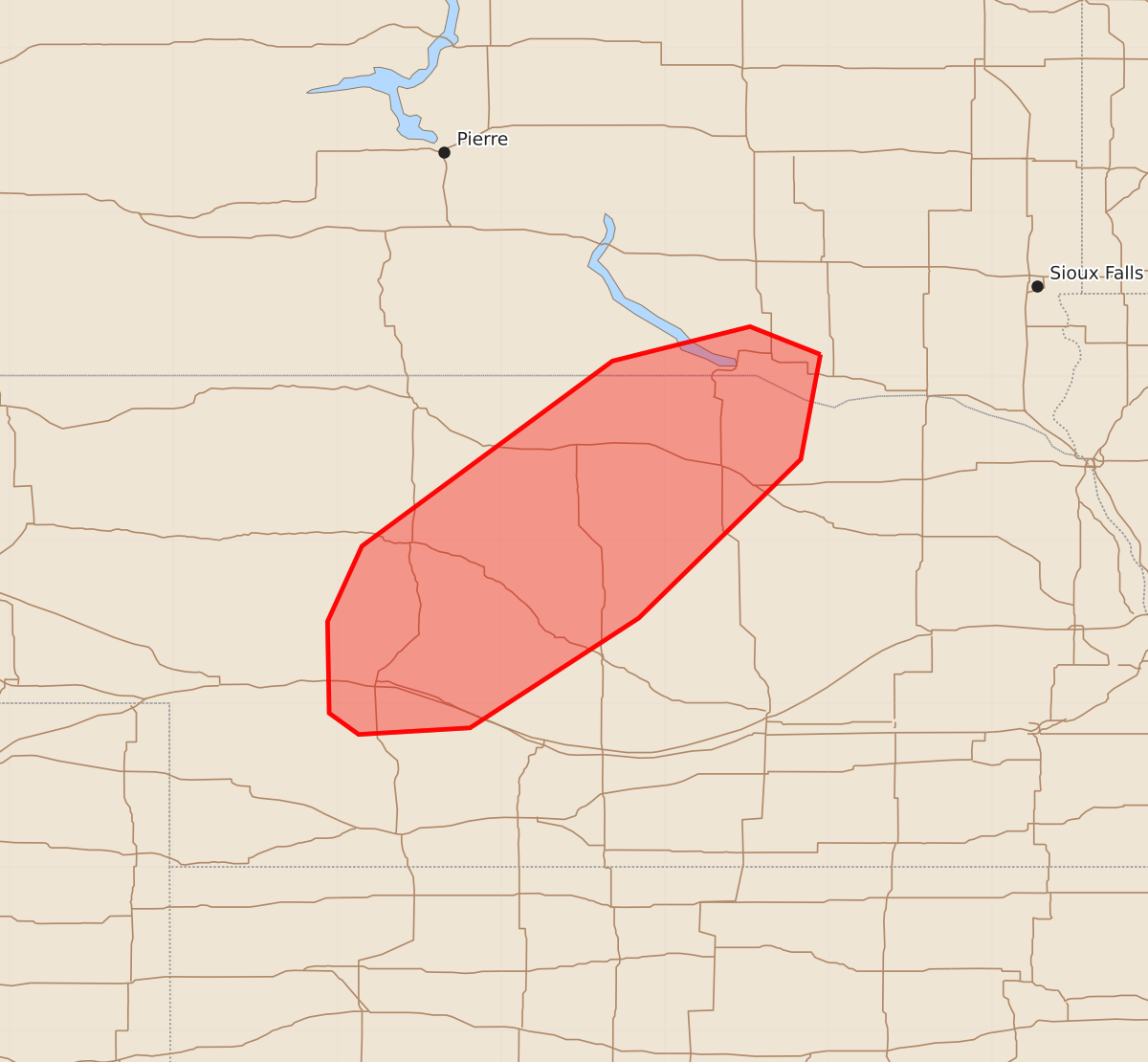 Risk area map for Mesoscale Discussion 2053