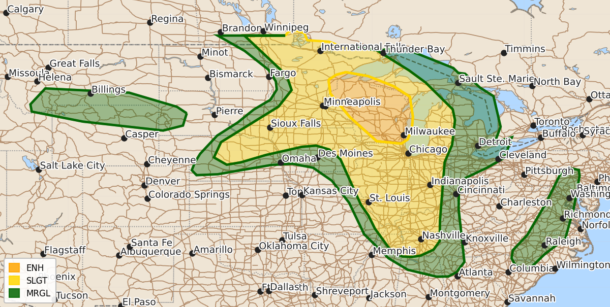 Risk area map for Day 1 Areal Outline