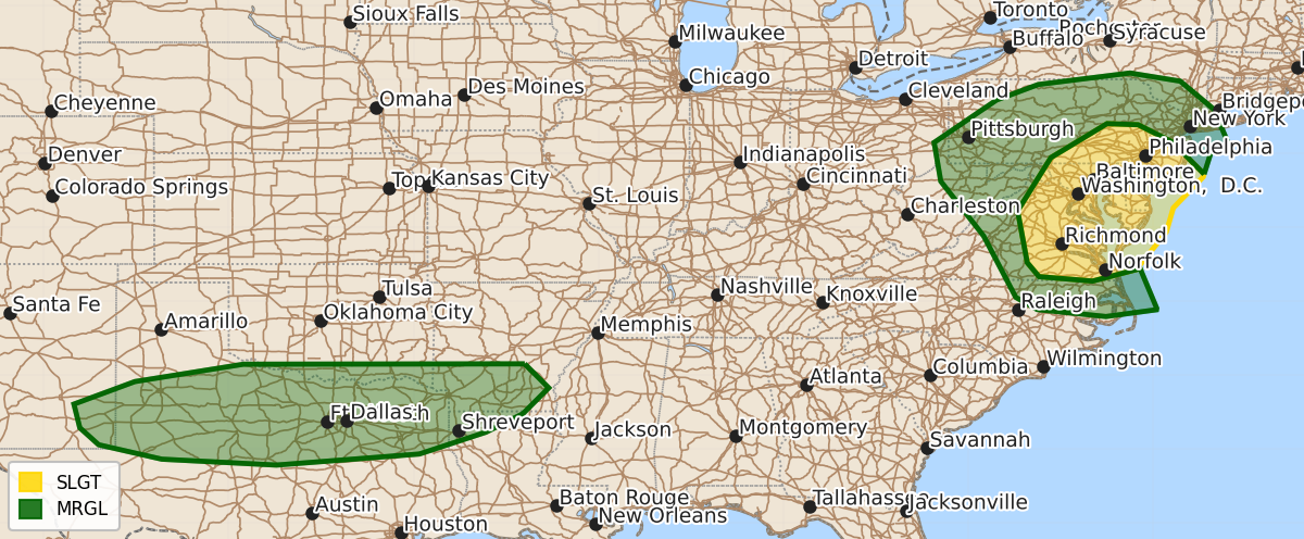 Risk area map for Day 3 Convective Outlook