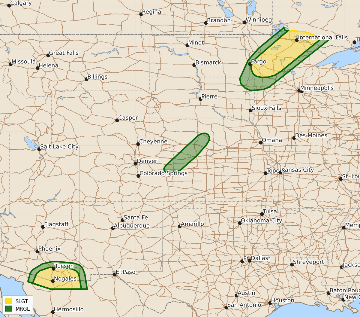 Risk area map for Day 1 Convective Outlook