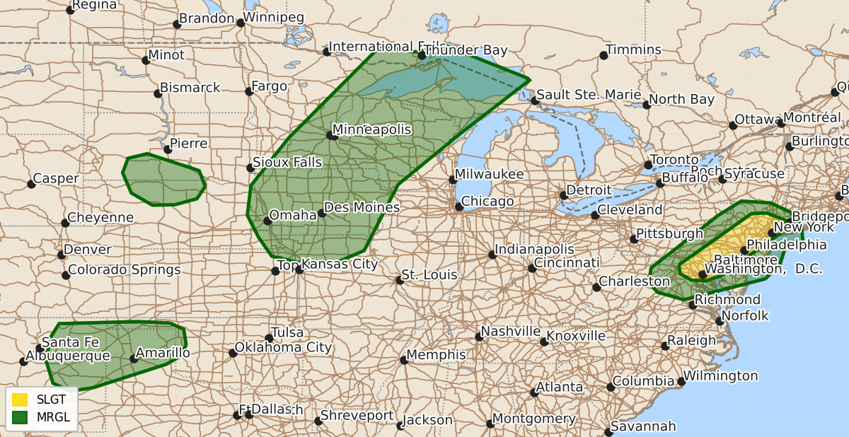 Risk area map for Day 1 Areal Outline