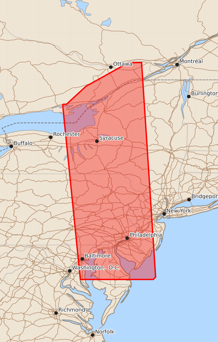 Risk area map for Watch 495 Outline
