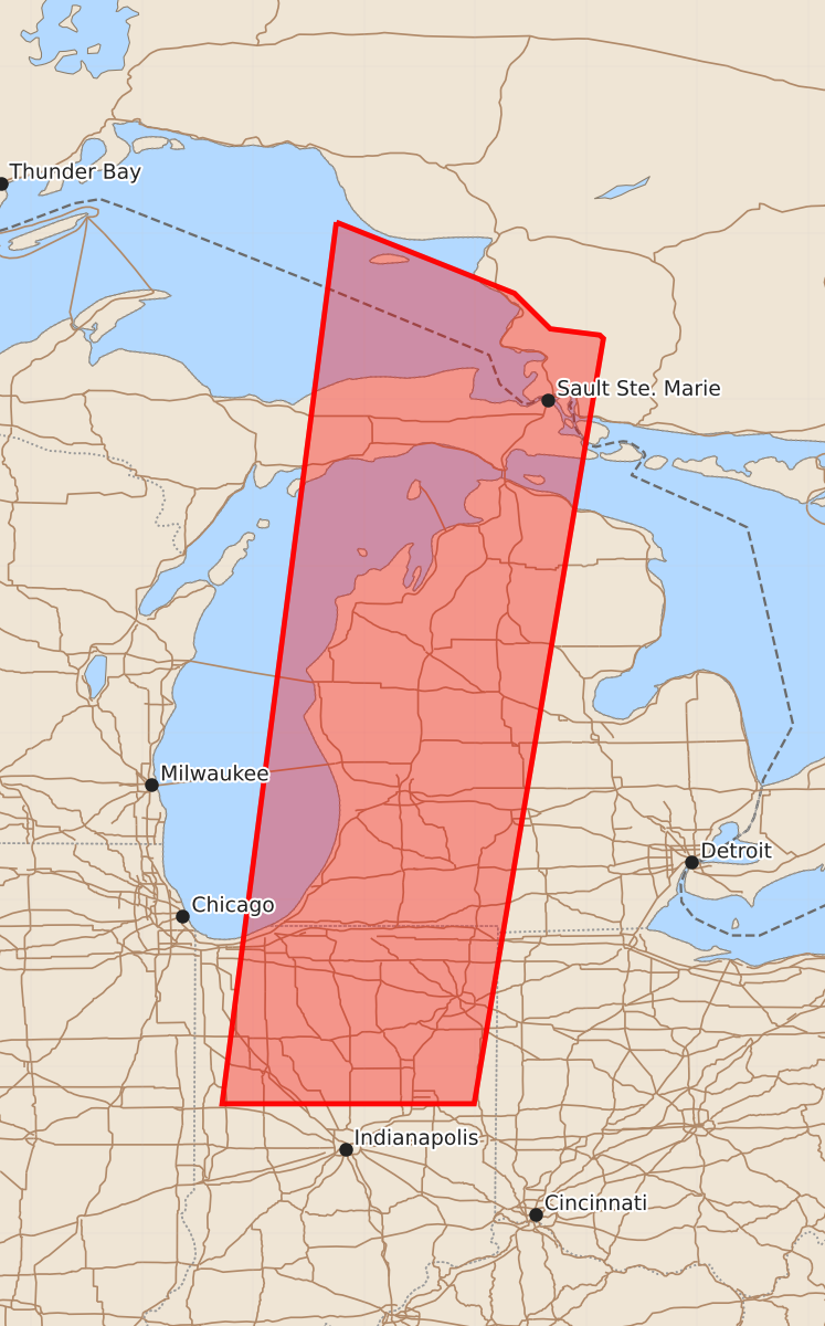 Risk area map for Watch 306 Outline