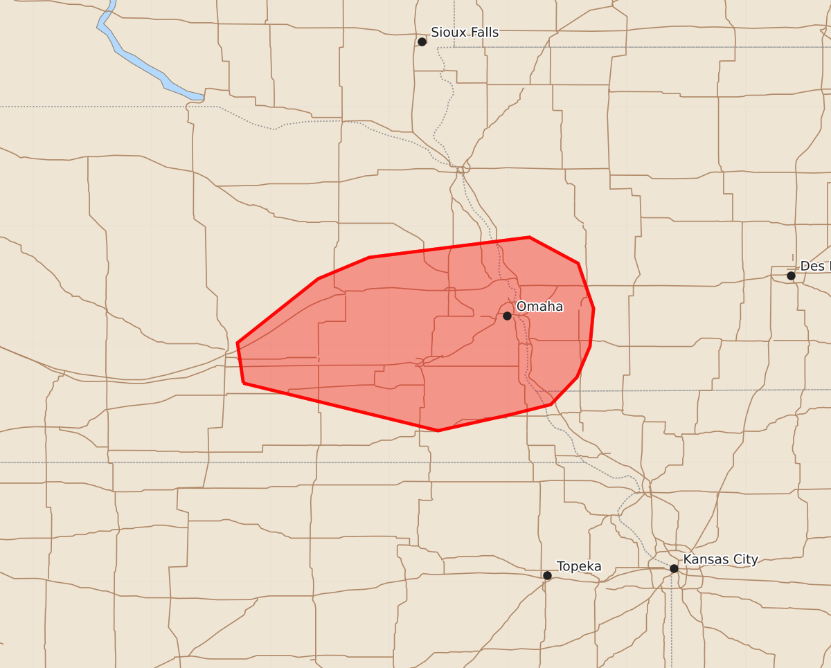 Risk area map for Mesoscale Discussion 1550