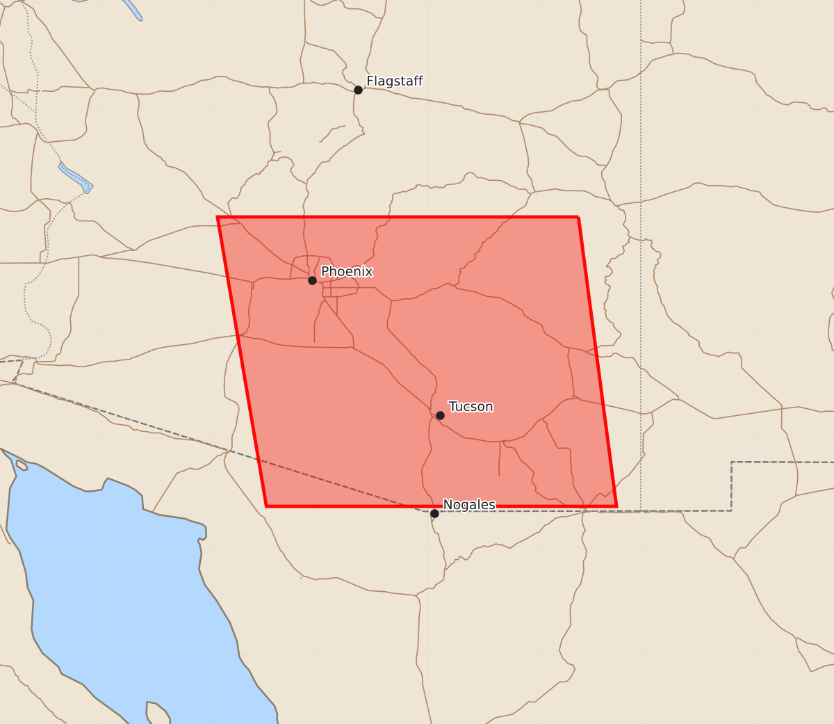 Risk area map for Watch 601 Outline