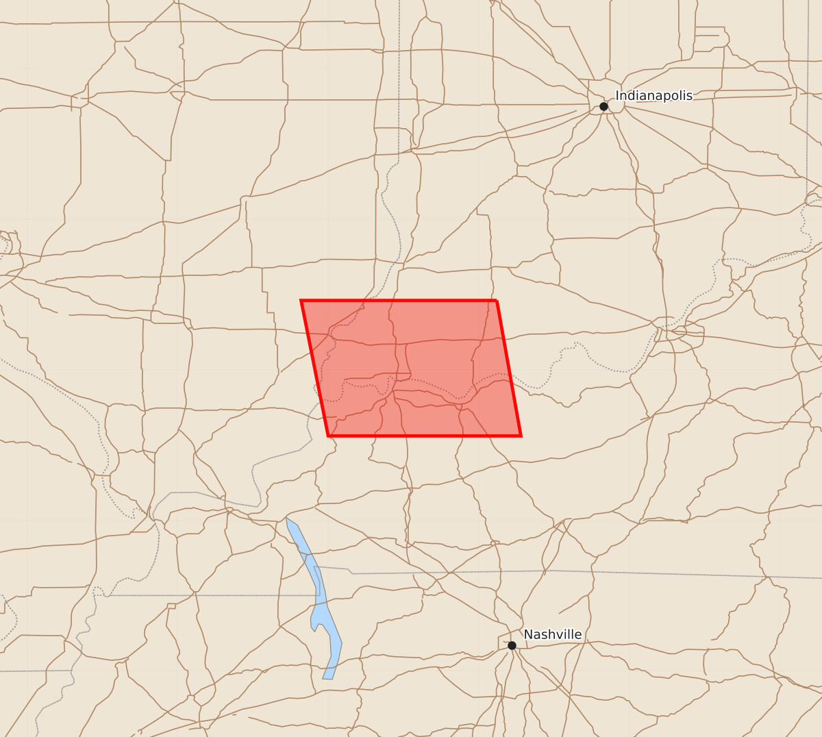 Risk area map for Watch 524 Outline