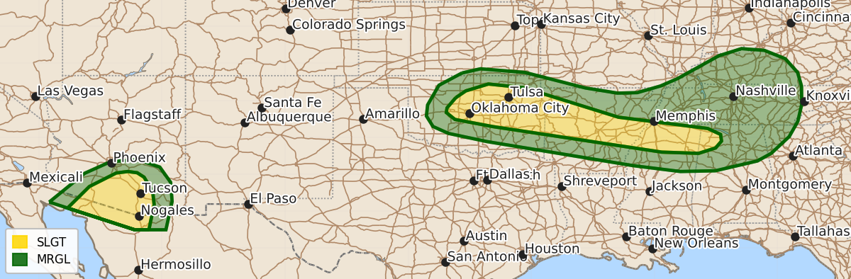 Risk area map for Day 1 Convective Outlook