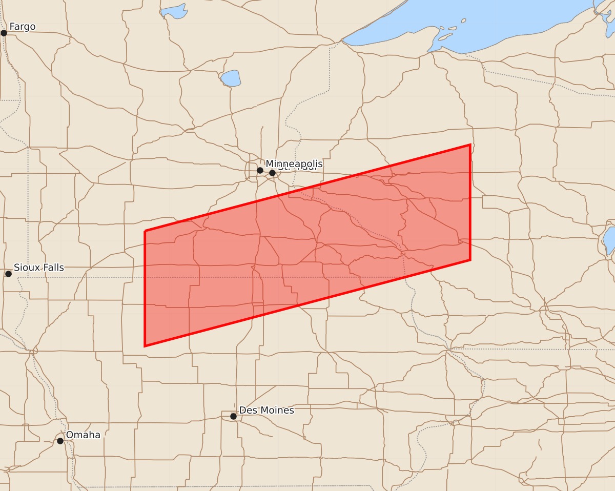 Risk area map for Watch 434 Outline