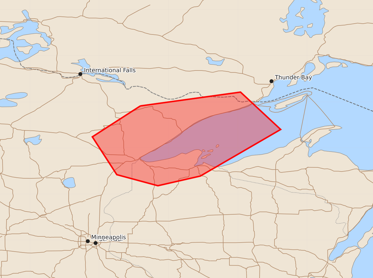 Risk area map for Mesoscale Discussion 1641