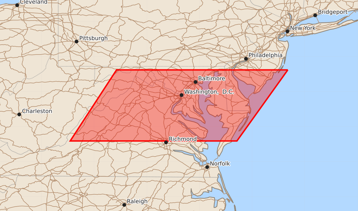 Risk area map for Watch 527 Outline