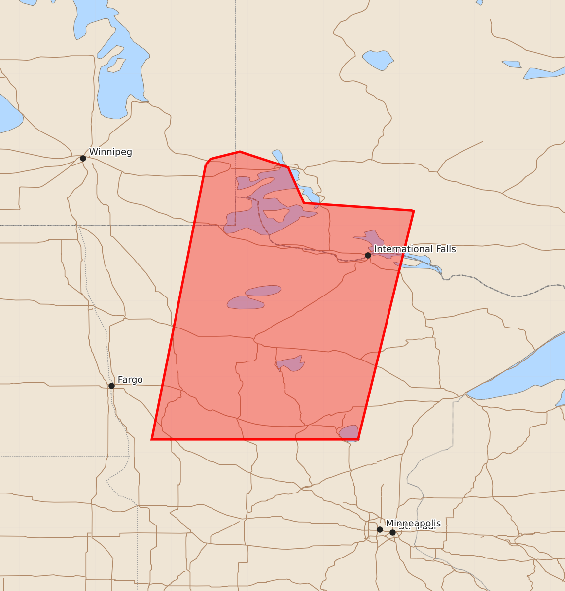Risk area map for Watch 419 Outline