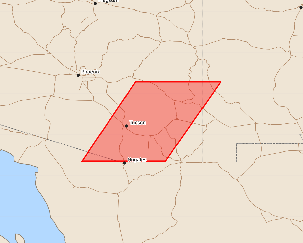 Risk area map for Watch 538 Outline