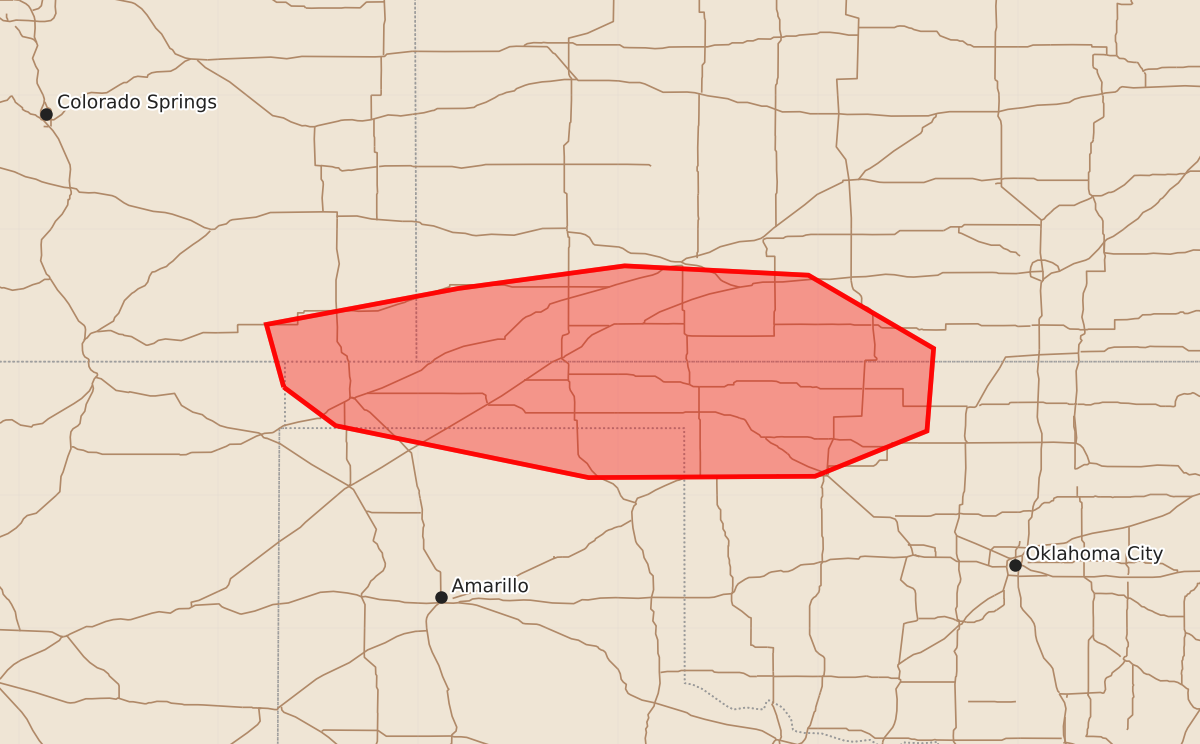 Risk area map for Mesoscale Discussion 1844