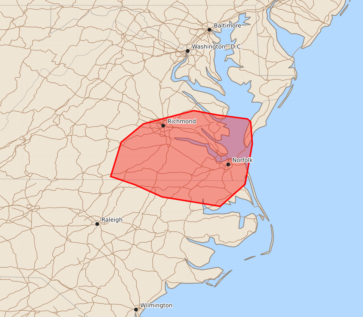 Risk area map for Mesoscale Discussion 1983