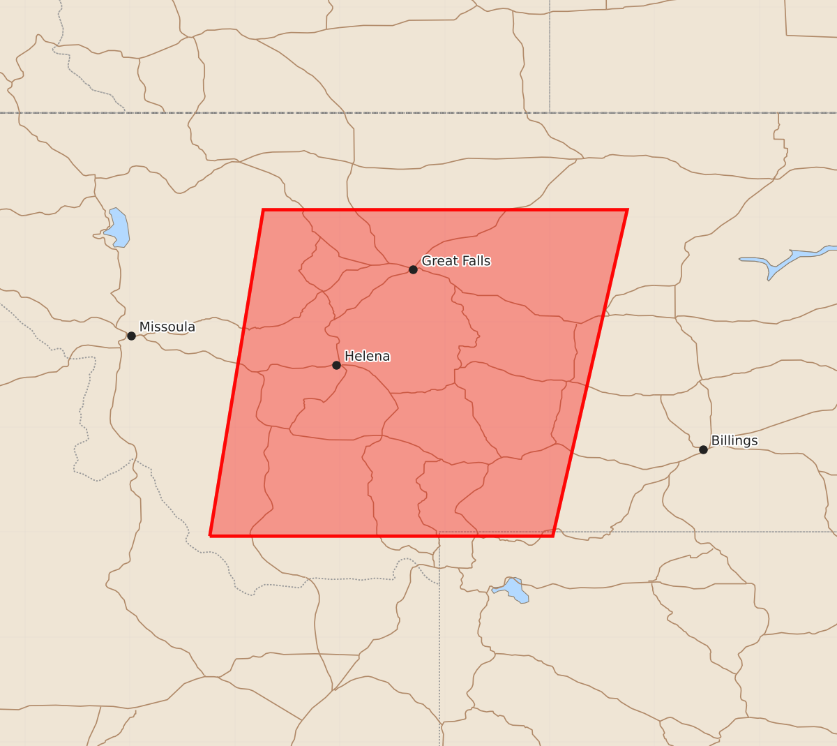 Risk area map for Watch 497 Outline