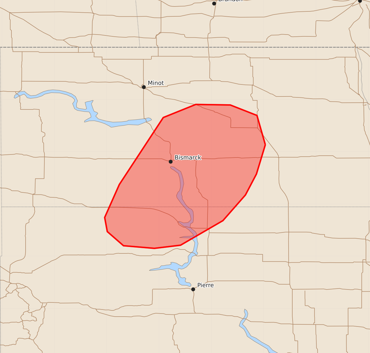 Risk area map for Mesoscale Discussion 1666
