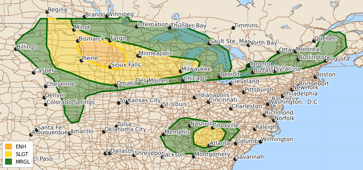 Risk area map for Day 1 Areal Outline