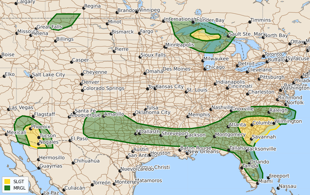 Risk area map for Day 1 Areal Outline