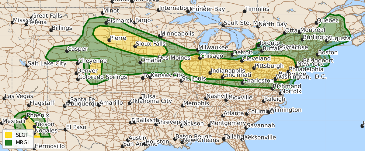Risk area map for Day 1 Areal Outline