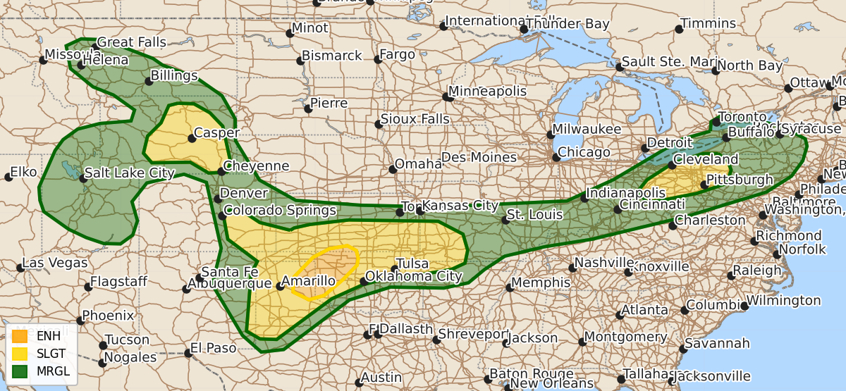 Risk area map for Day 1 Areal Outline
