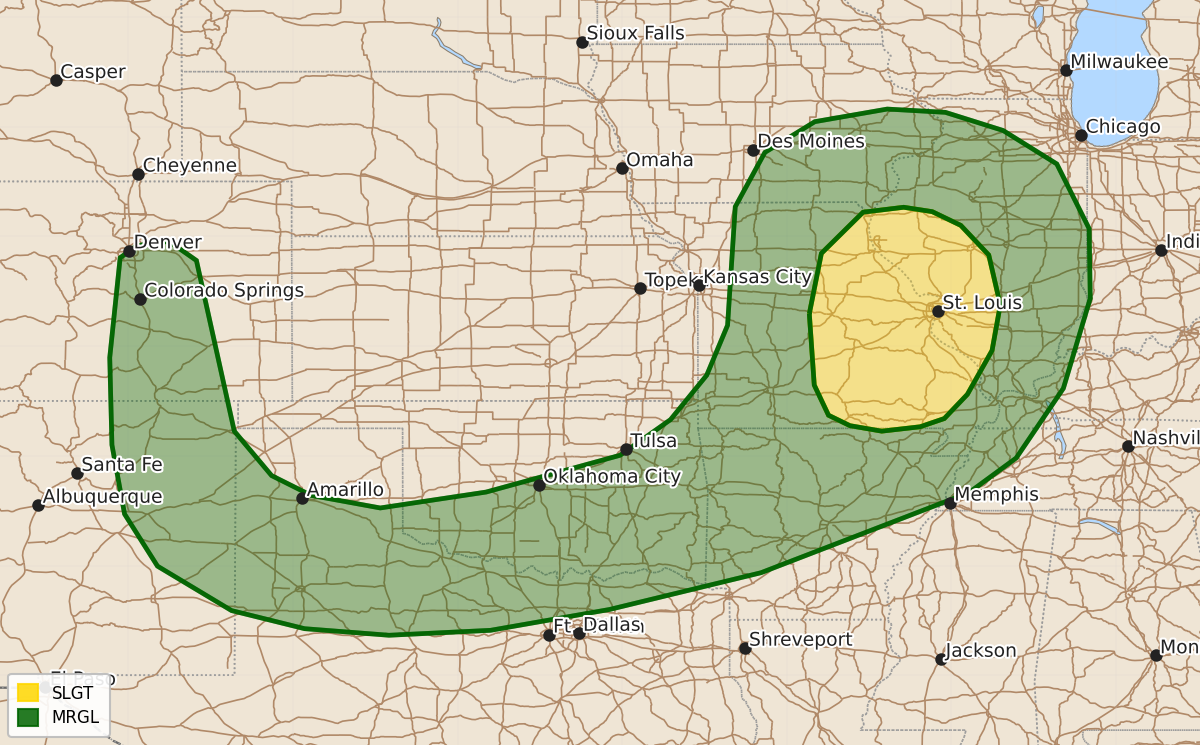 Risk area map for Day 1 Areal Outline