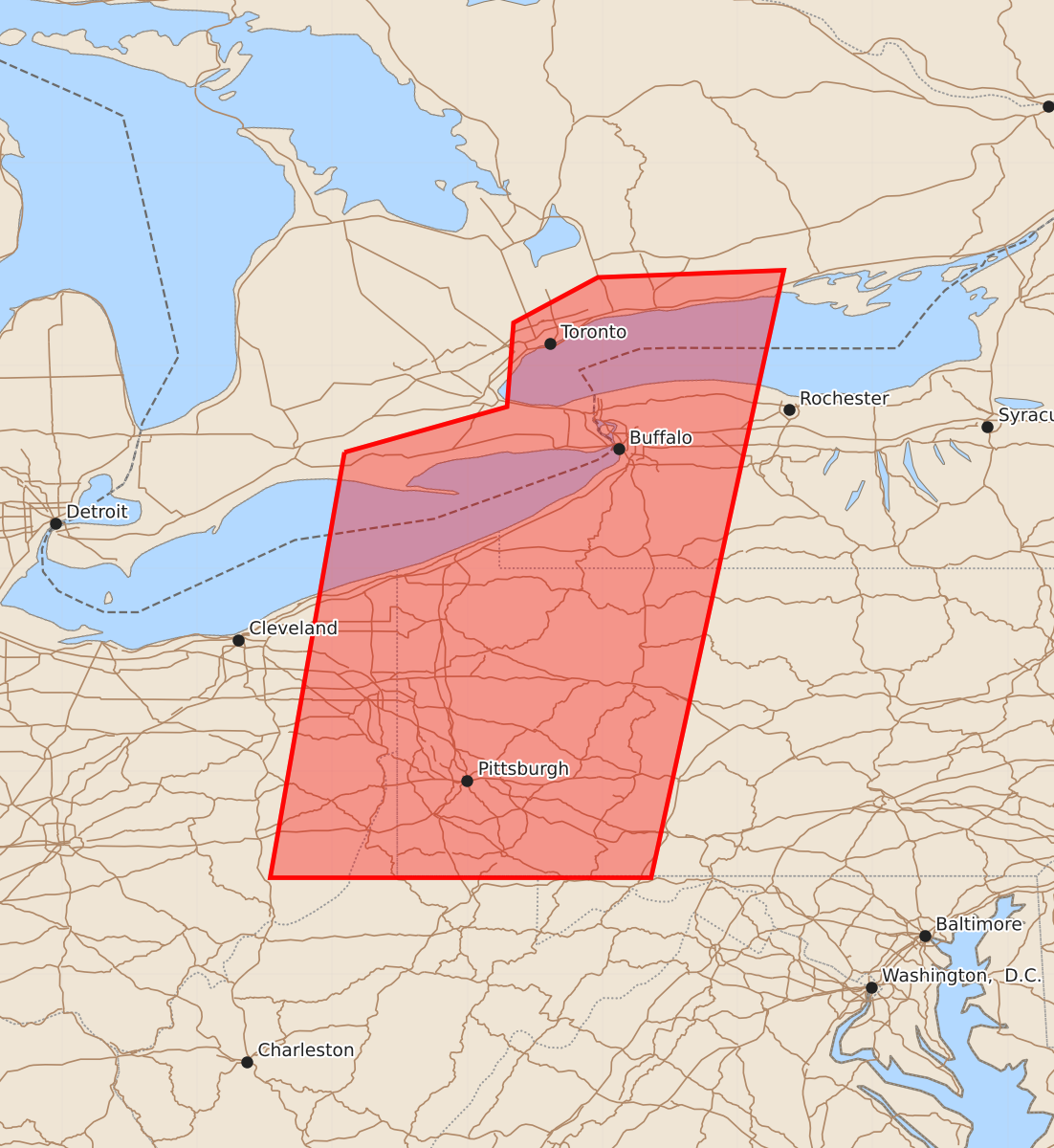 Risk area map for Watch 394 Outline