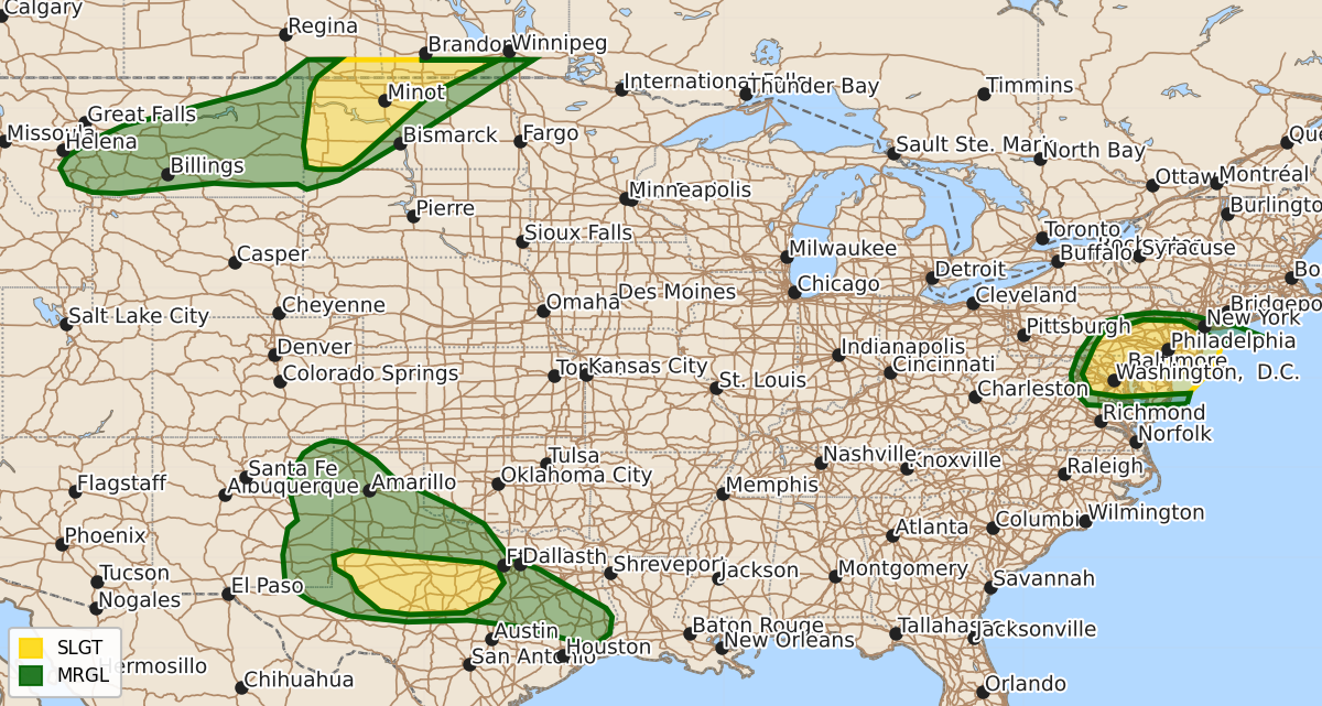 Risk area map for Day 1 Areal Outline