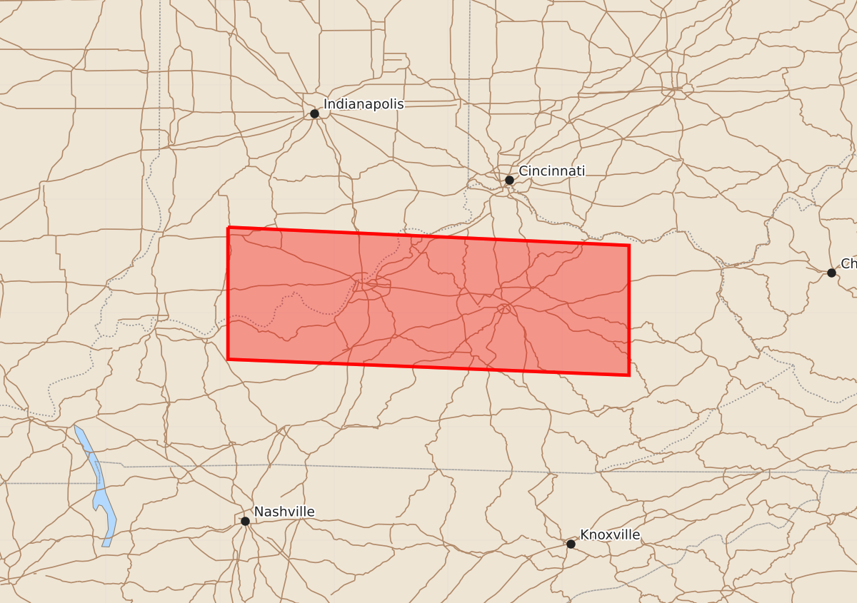 Risk area map for Watch 523 Outline