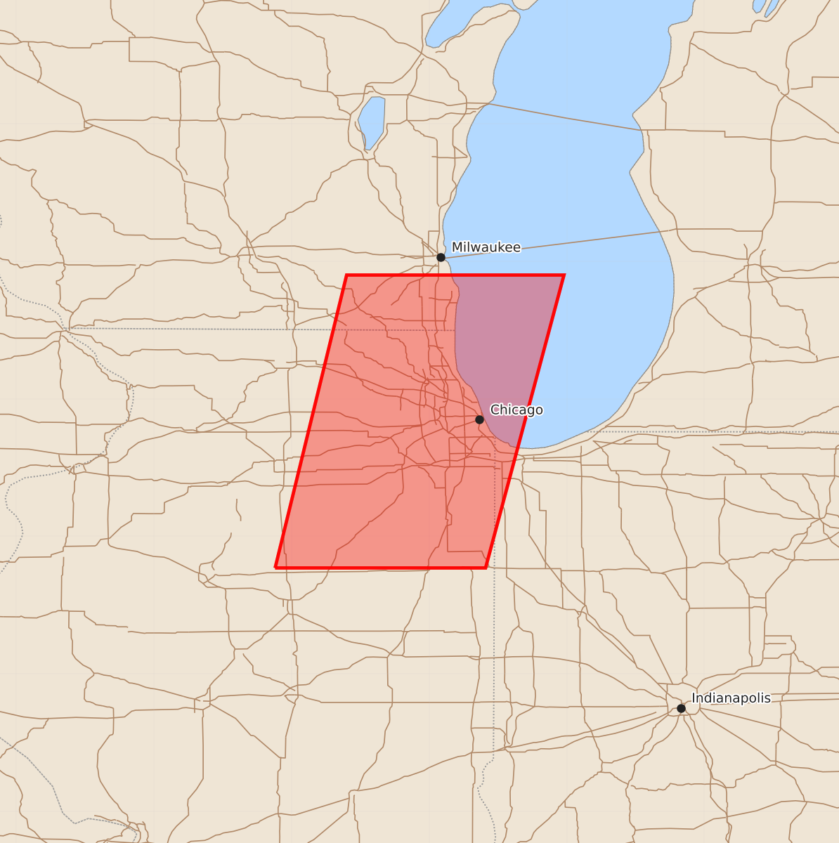Risk area map for Watch 445 Outline