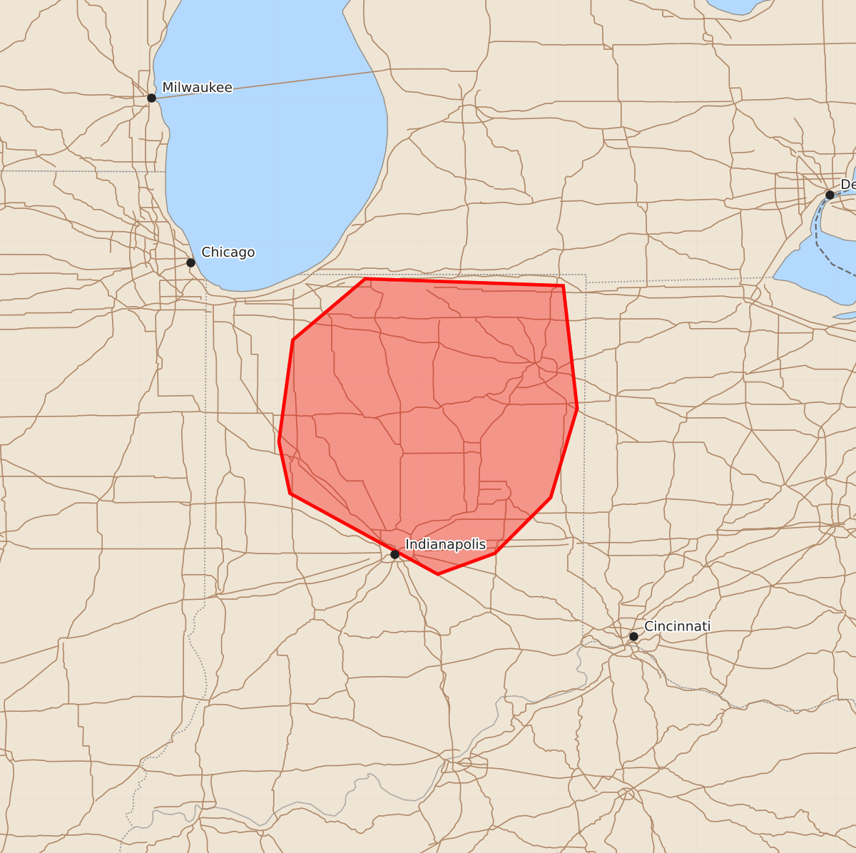 Risk area map for Mesoscale Discussion 1922