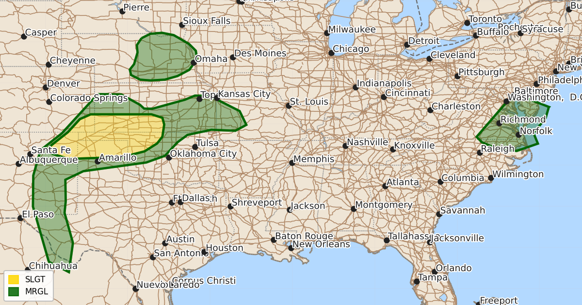 Risk area map for Day 1 Areal Outline