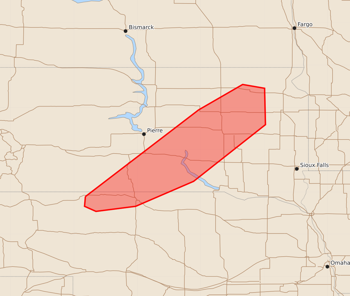 Risk area map for Mesoscale Discussion 1524