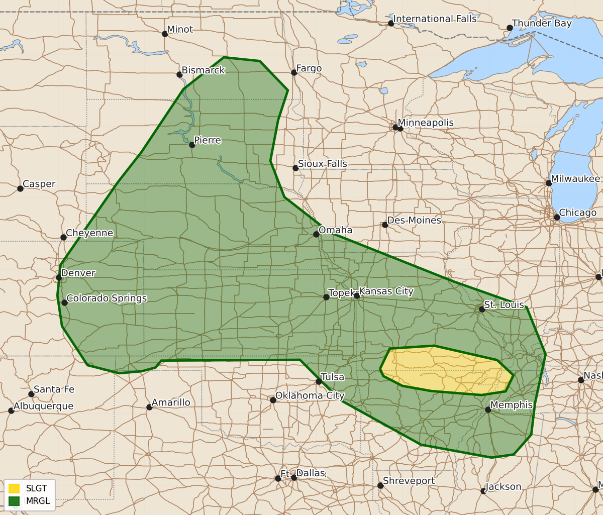 Risk area map for Day 3 Convective Outlook