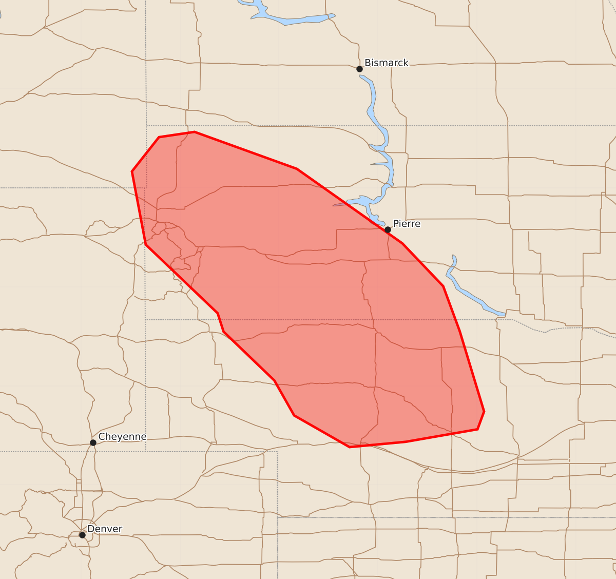 Risk area map for Mesoscale Discussion 1805