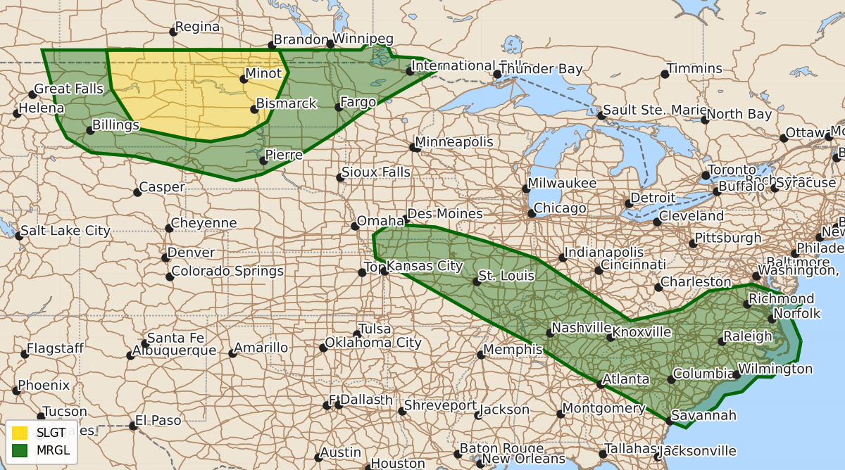 Risk area map for Day 3 Areal Outline