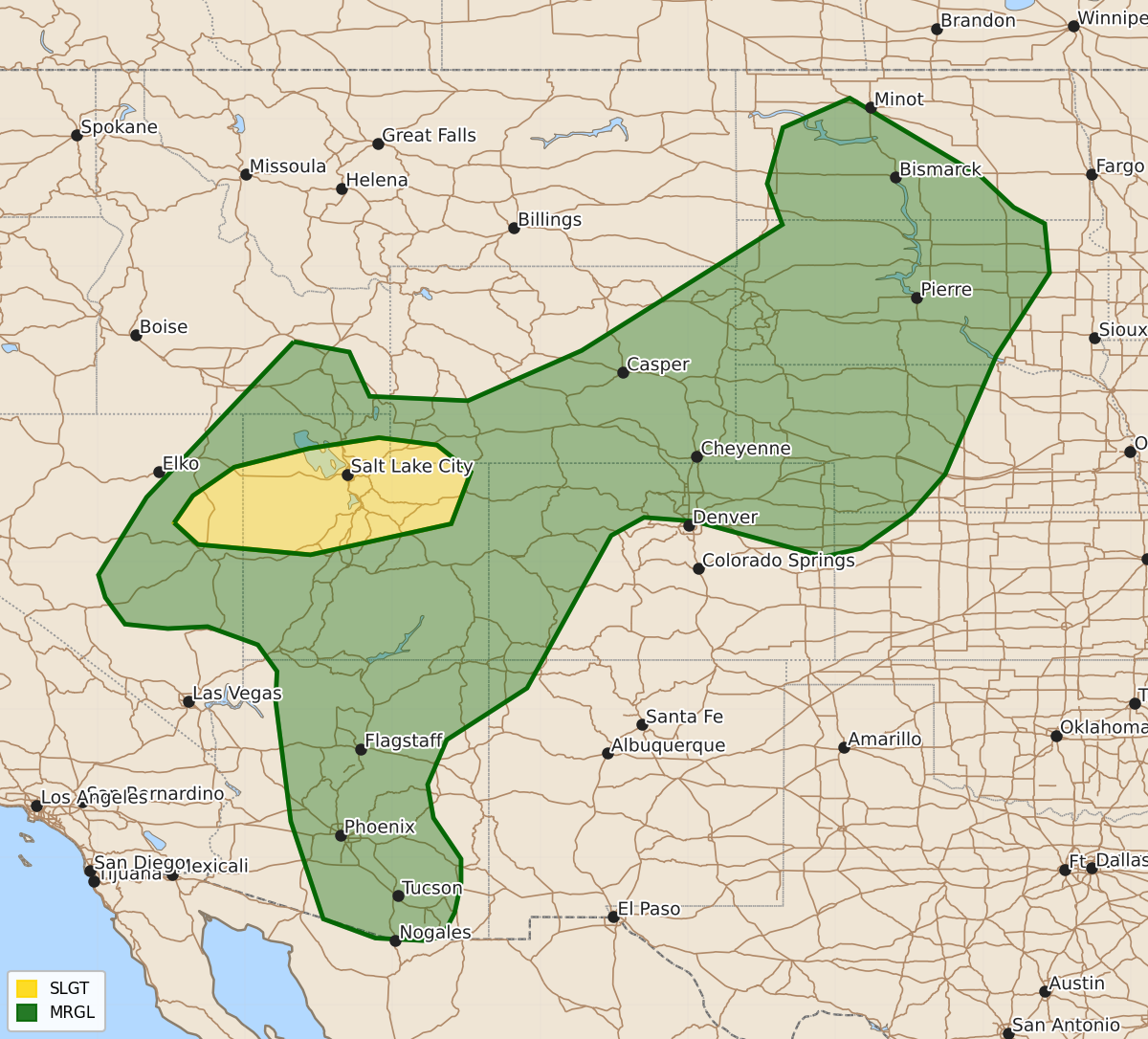 Risk area map for Day 1 Areal Outline