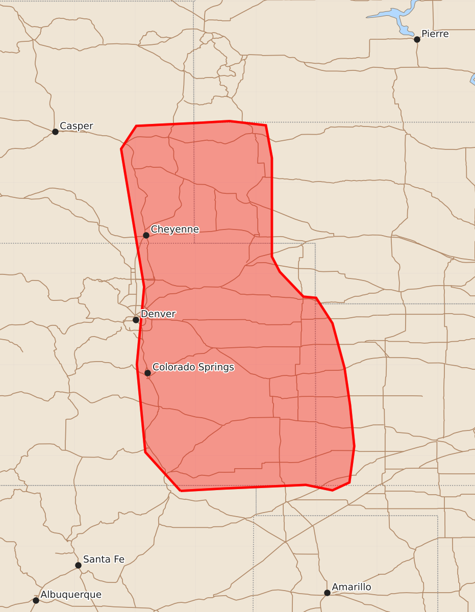 Risk area map for Mesoscale Discussion 1992
