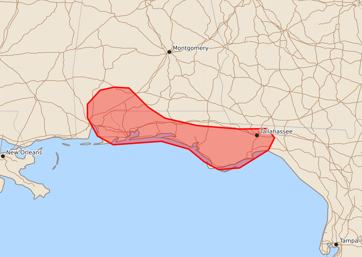 Risk area map for Mesoscale Discussion 1201