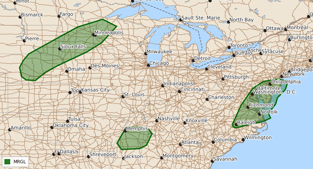 Risk area map for Day 2 Areal Outline