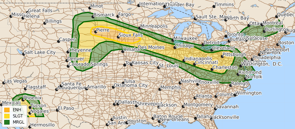 Risk area map for Day 1 Areal Outline