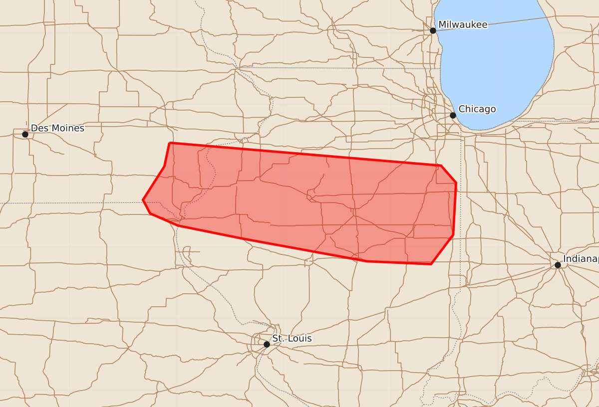 Risk area map for Mesoscale Discussion 1967