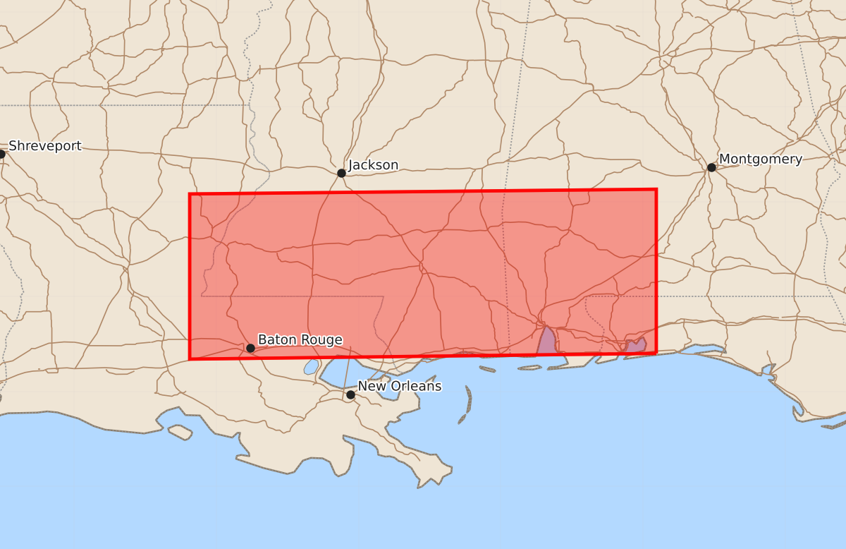 Risk area map for Watch 609 Outline