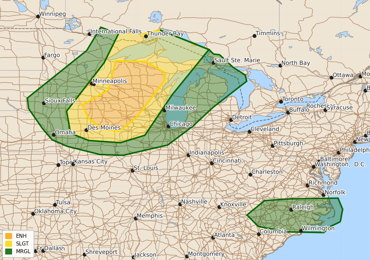 Risk area map for Day 3 Areal Outline