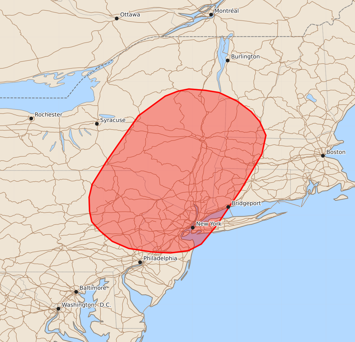 Risk area map for Mesoscale Discussion 1106
