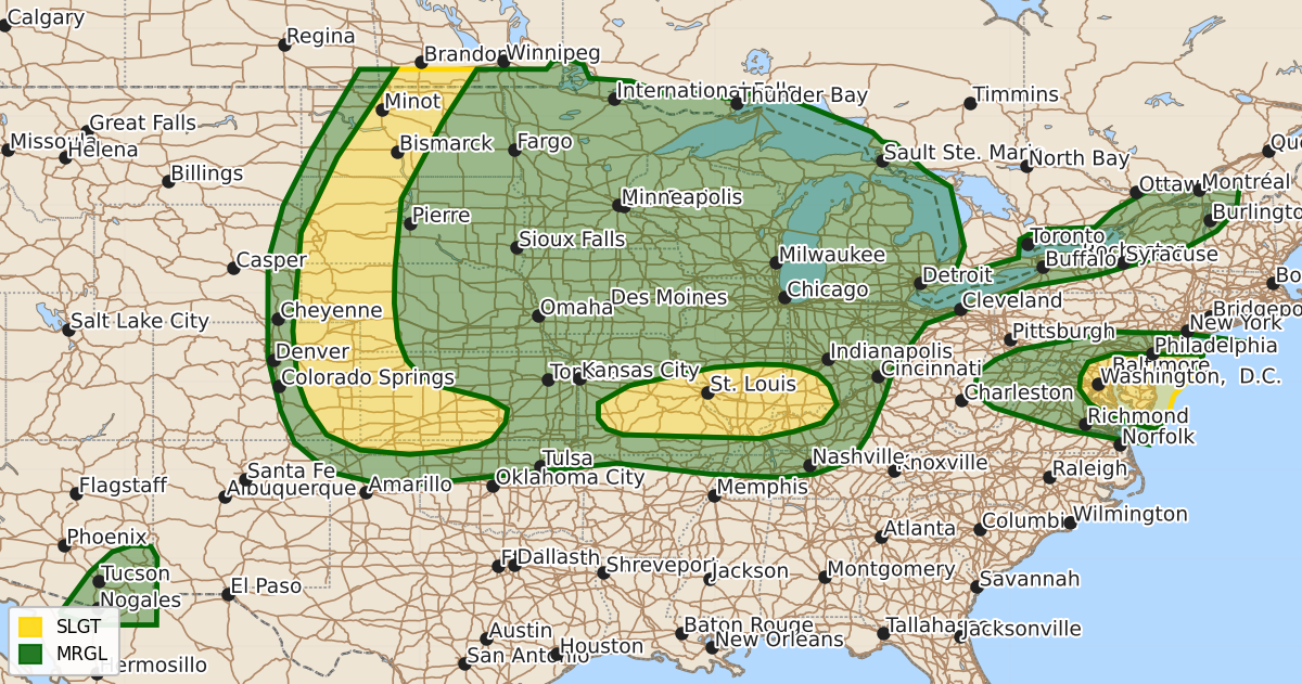 Risk area map for Day 1 Areal Outline