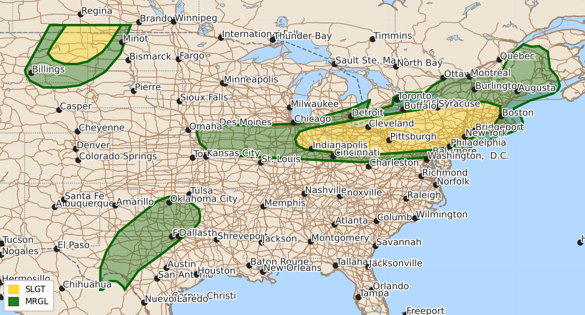 Risk area map for Day 1 Convective Outlook
