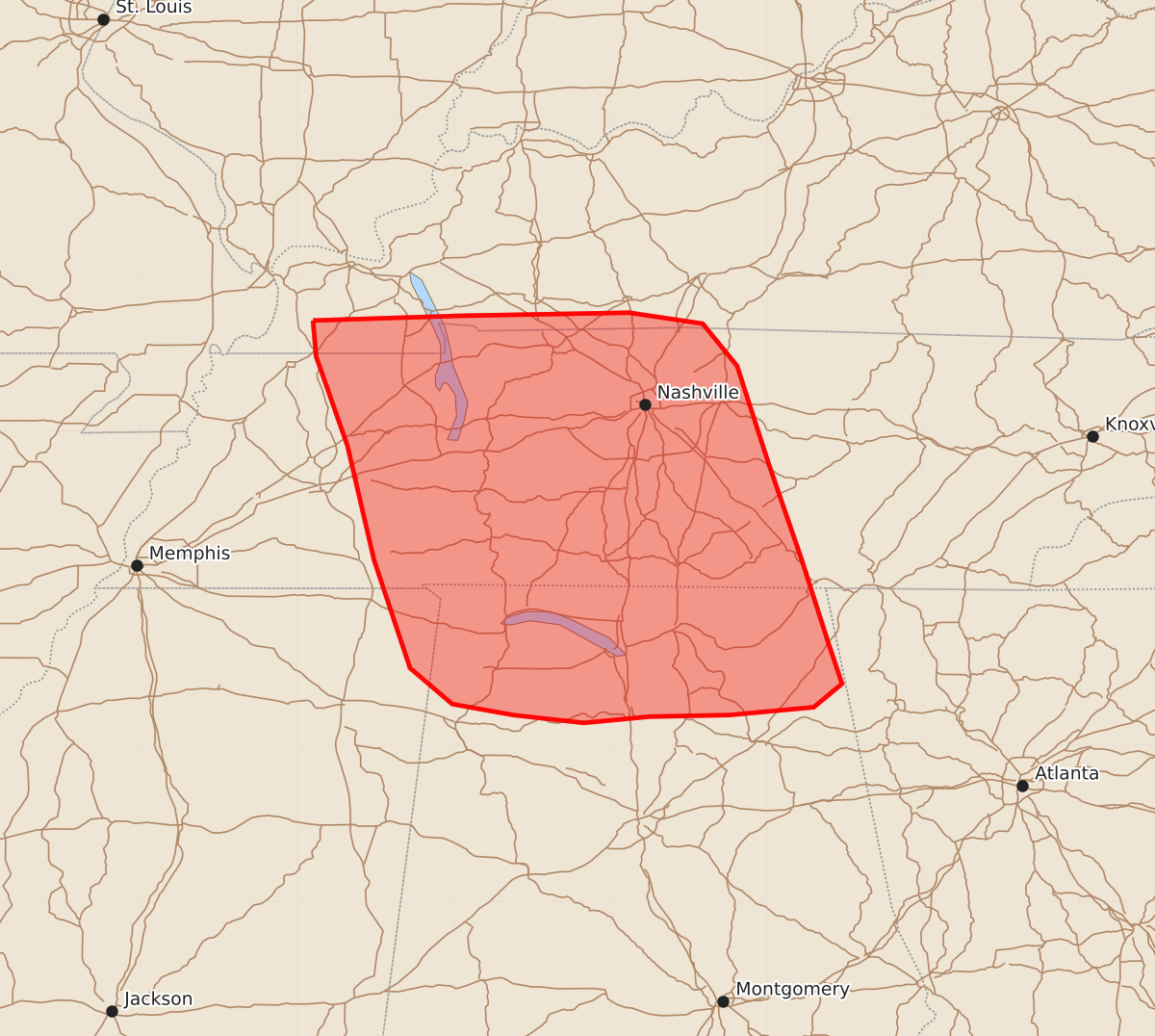 Risk area map for Mesoscale Discussion 1444