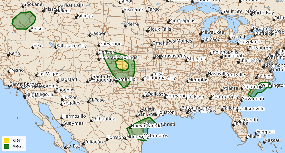 Risk area map for Day 1 Areal Outline