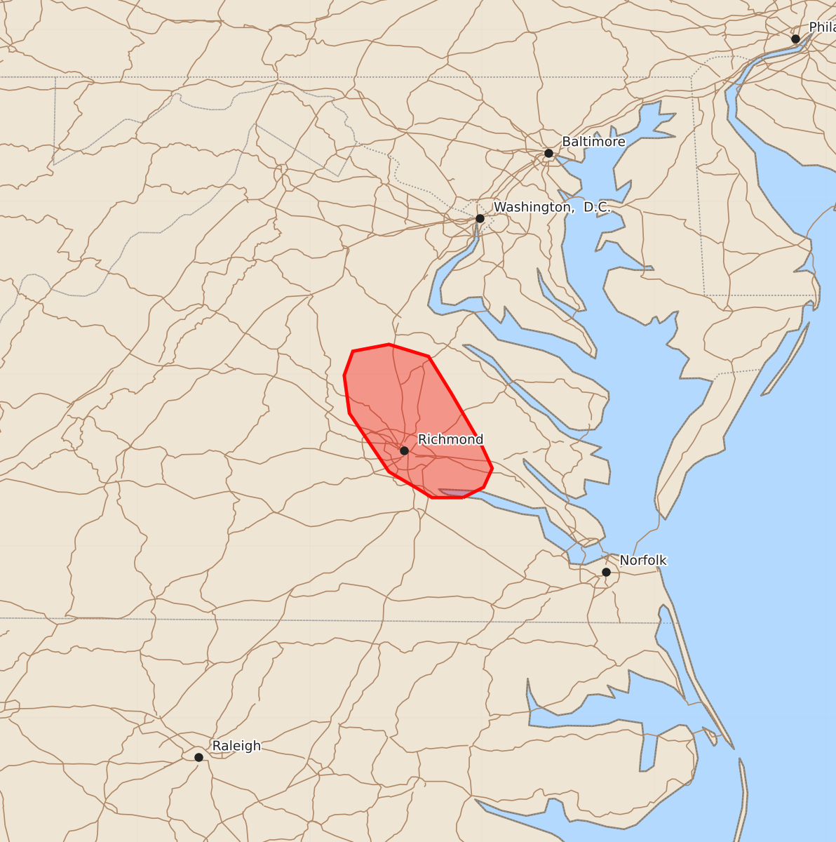 Risk area map for Mesoscale Discussion 1756