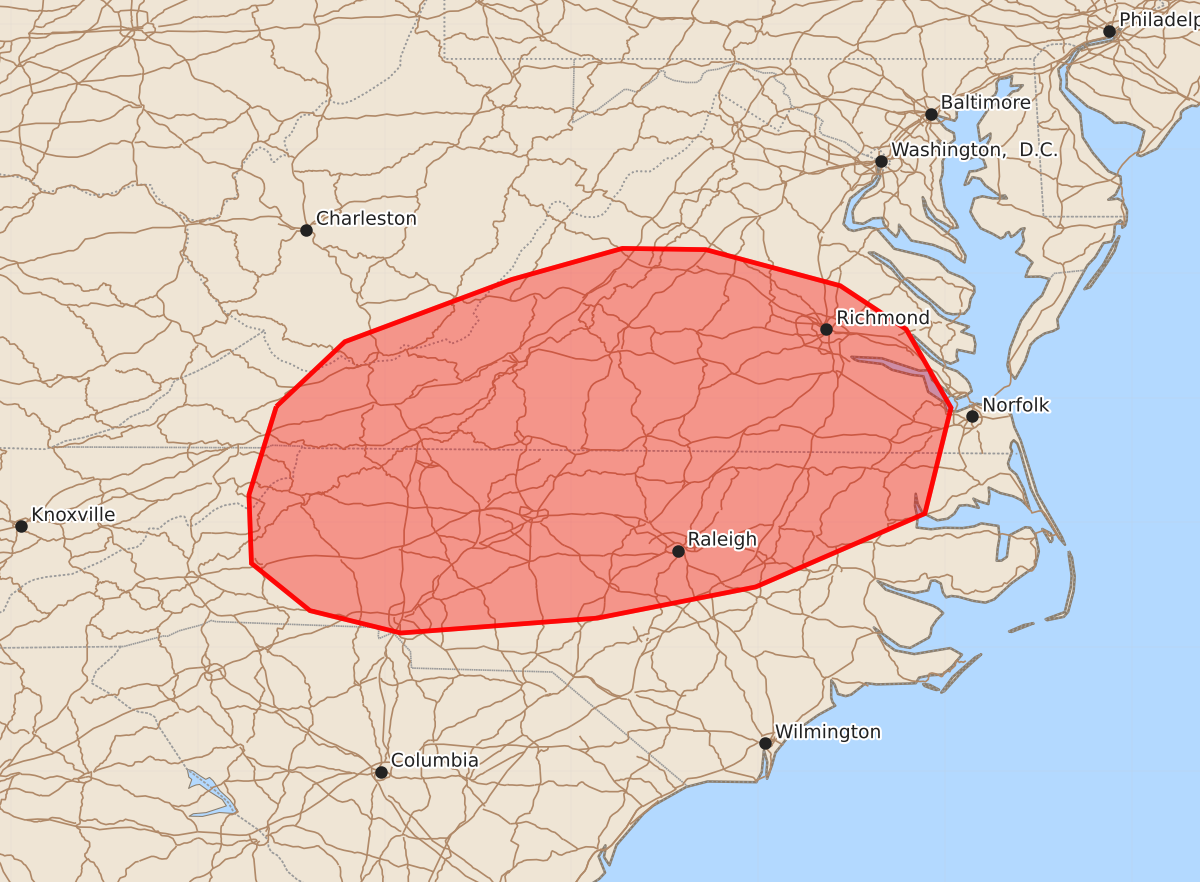 Risk area map for Mesoscale Discussion 1649